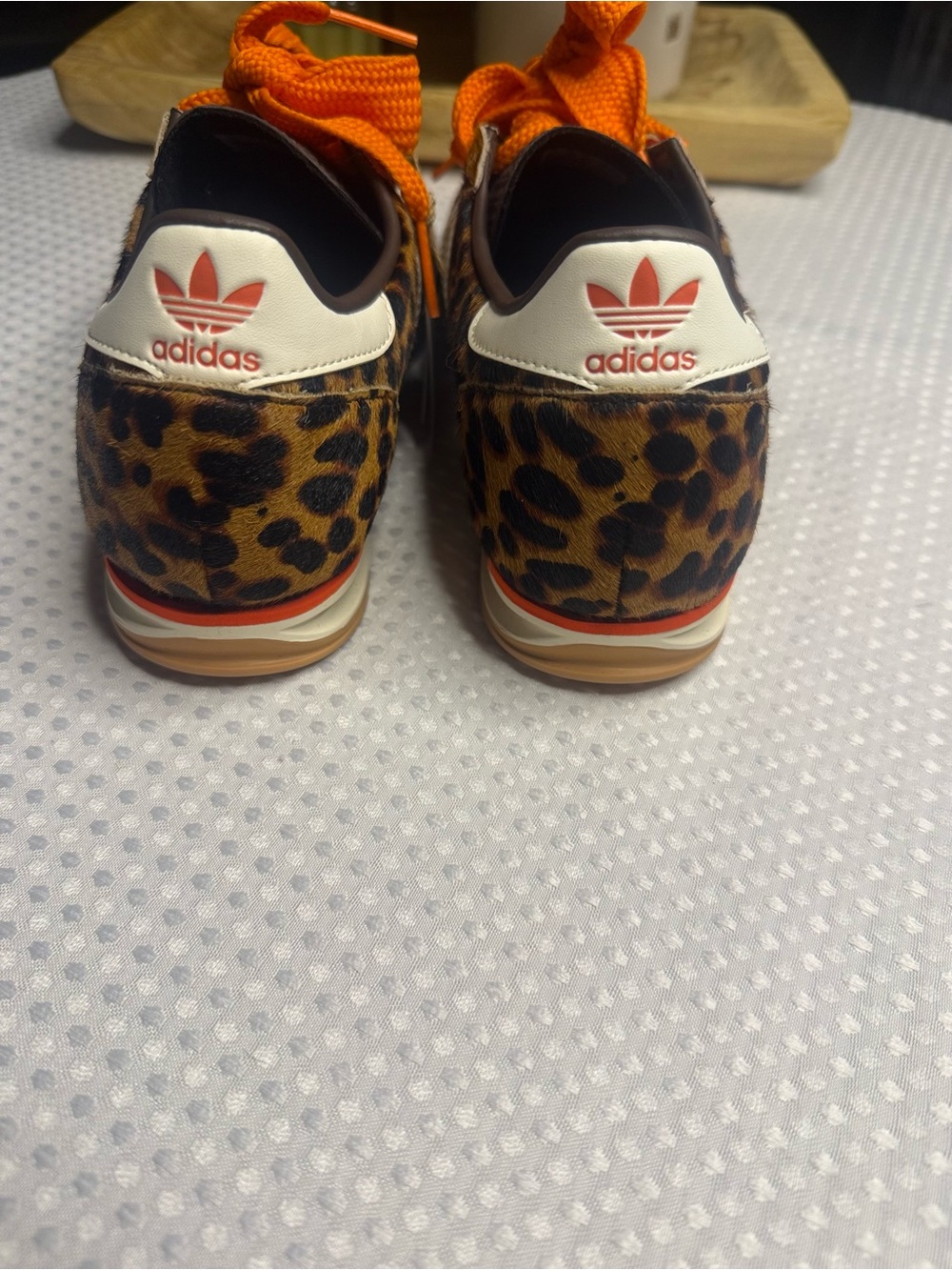 adidas Leopard Print Sneakers with Orange Laces and Pearl Charms - Picture 6 of 9